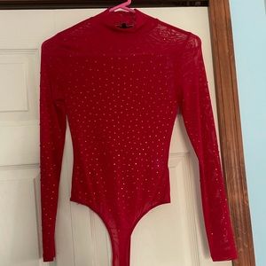 Red sheer body suit